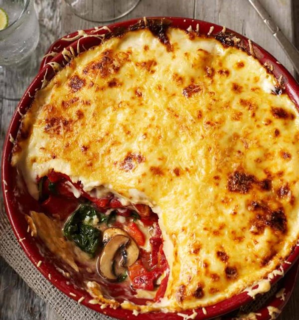 Speedy vegetable tortilla 'lasagne'