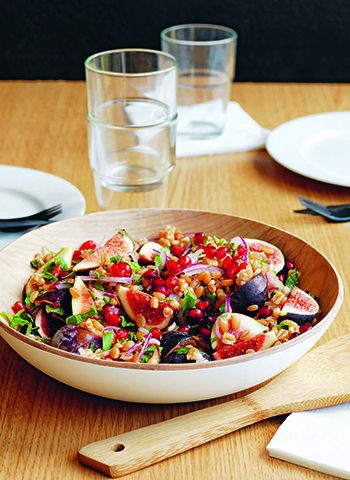 Spelt, fig & pomegranate salad