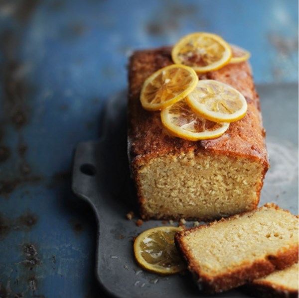 Spelt, lemon and maple drizzle cake