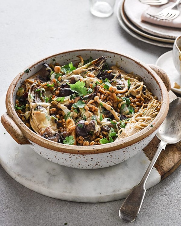 Spelt, mushroom & chicory one pot