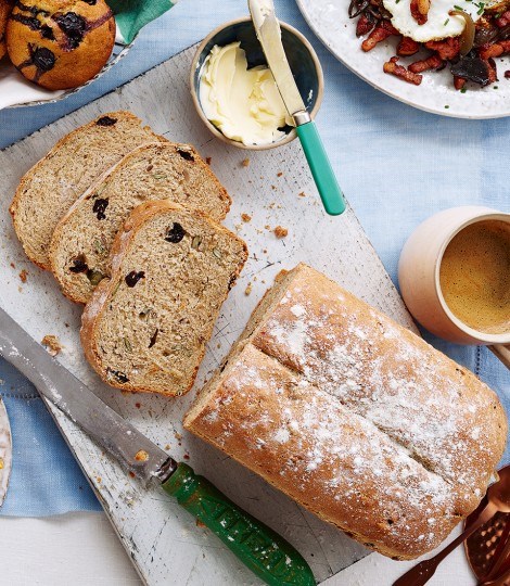 Spelt, sunflower & sour cherry loaf