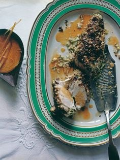 Spice-crusted monkfish in tomato sauce