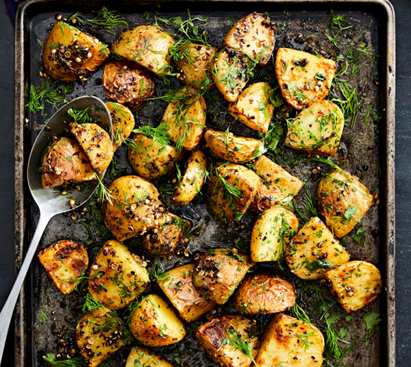 Spice-crusted roasted potatoes