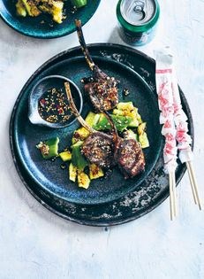 Spice-crusted xinjiang lamb with smacked cucumber