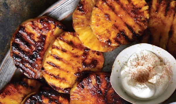 Spice-grilled pineapple with smoky whipped cream
