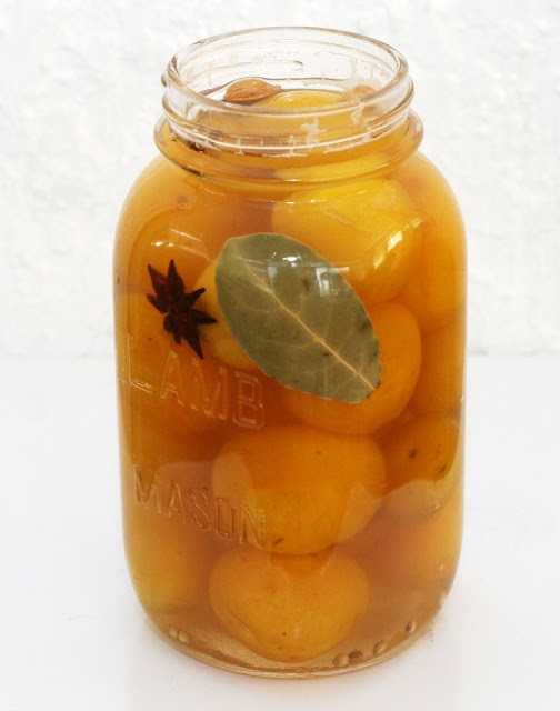 Spice pickled mirabelle plums
