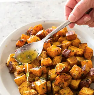 Spice-roasted butternut squash with honey-lemon butter