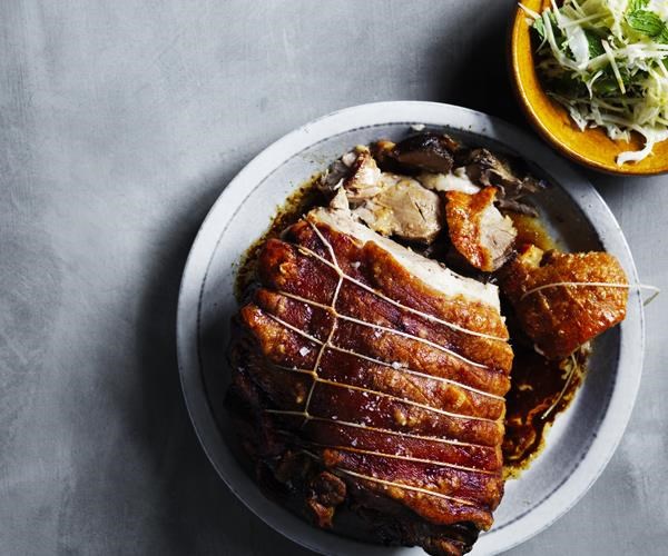 Spice-roasted pork with coleslaw