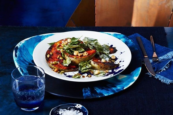 Spice-roasted pumpkin with fried saltbush