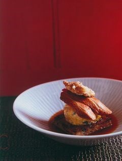 Spice-roasted squab with turnip cake