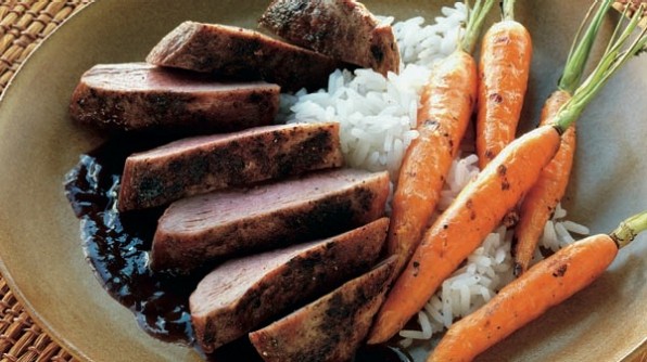Spice-rubbed duck breasts with orange-cumin sauce
