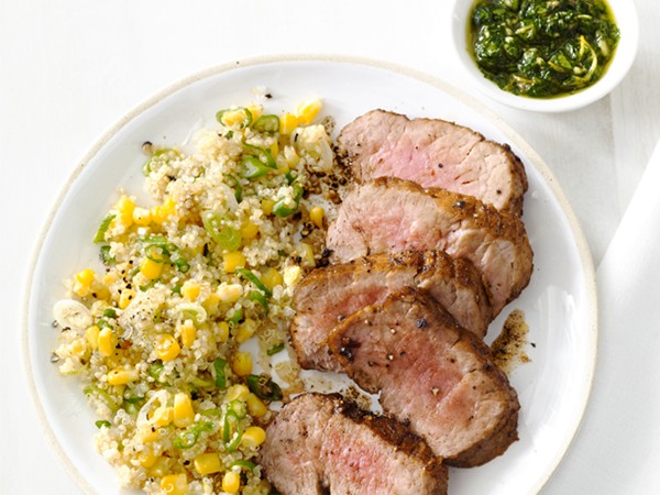 Spice-rubbed pork with quinoa