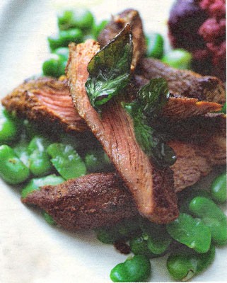 Spice scented spring lamb with quince and mustard relish