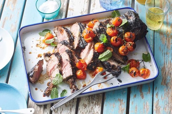 Spiced anchovy and mint-yoghurt lamb