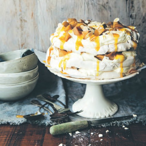 Spiced apple and salted butterscotch Pavlova