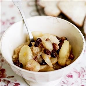 Spiced apple compote with hazelnut biscuits