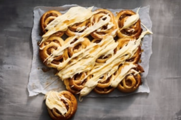 Spiced apple scrolls with cream cheese frosting