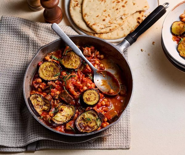 Spiced aubergine & tomato stew