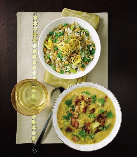 Spiced bacon and lentils
