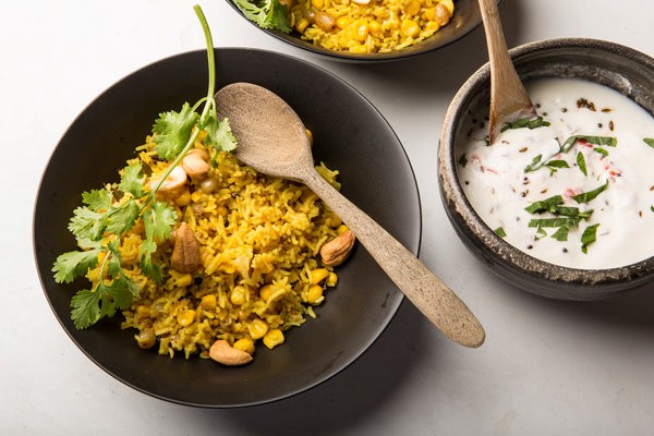 Spiced basmati rice and sweet corn pilaf