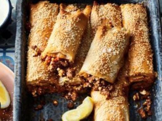 Spiced beef and feta filo pie
