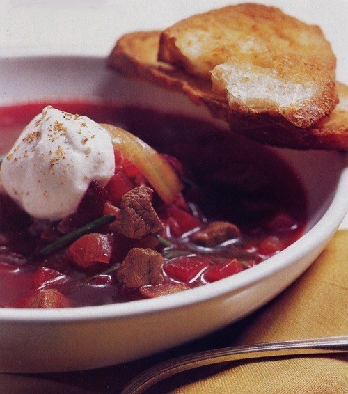 Spiced beef borscht