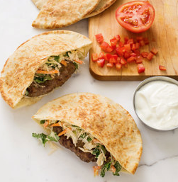Spiced beef pitas