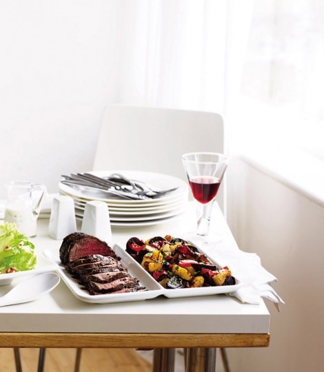 Spiced beef with roasted vegetables