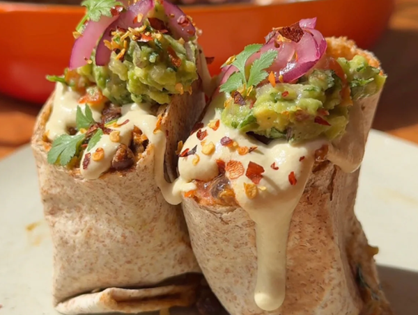 Spiced black bean breakfast burrito