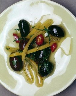 Spiced black olives with preserved lemon