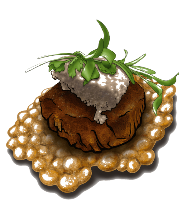 Spiced braised lamb & walnut salsa on a tapioca cracker [Aditya Raut]