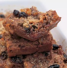 Spiced bread pudding with brandy cream