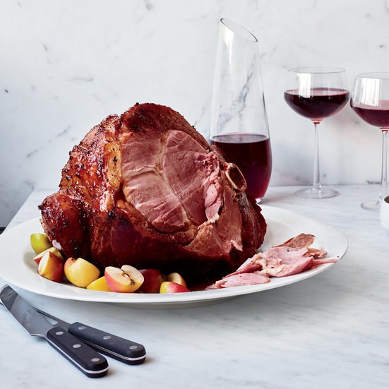 Spiced brown sugar ham with apple jus
