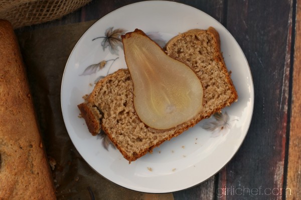 Spiced buttermilk poached pear bread