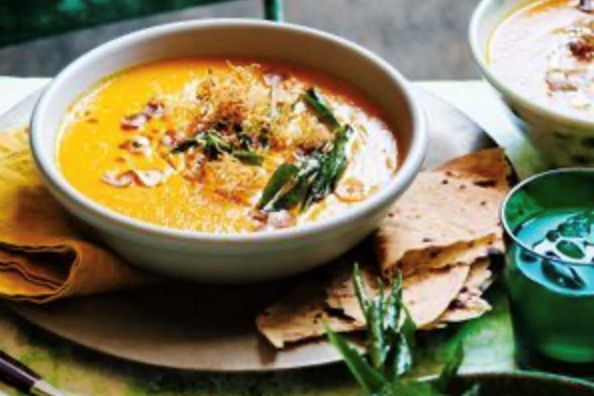 Spiced carrot and lentil soup