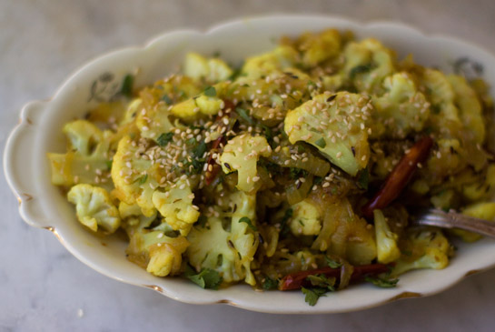 Spiced cauliflower with sesame seeds