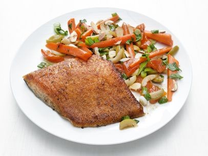 Spiced char with Moroccan carrots