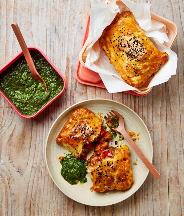 Spiced chicken puffs with chermoula