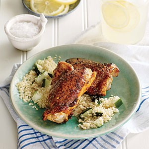 Spiced chicken thighs and parsley couscous