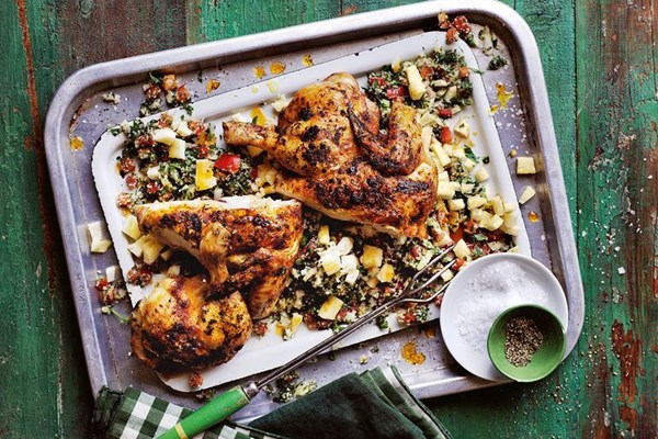 Spiced chicken with basil and fennel tabouli