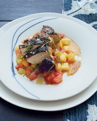 Spiced chicken with coconut-caramel sauce and citrus salad