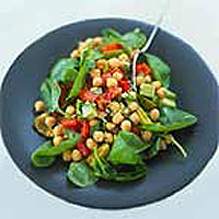Spiced chickpea, avocado, pepper and tomato salad