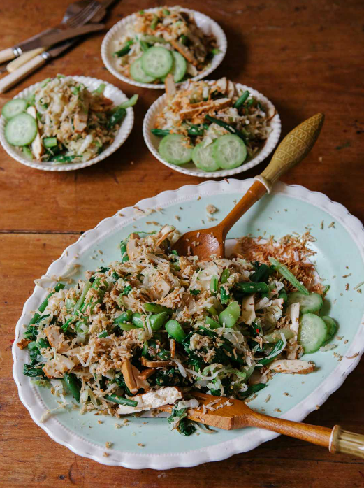 Spiced coconut with blanched vegetables