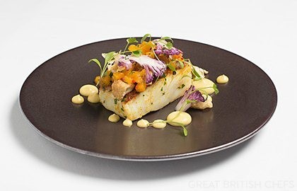 Spiced cod with curried cauliflower and mango