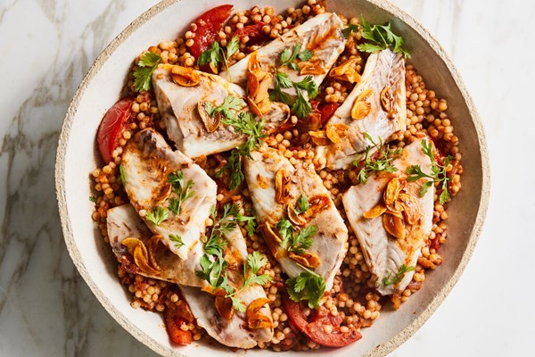 Spiced couscous with fragrant steamed fish