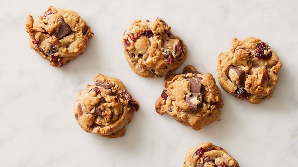 Spiced cranberry-pecan chocolate-chip cookies