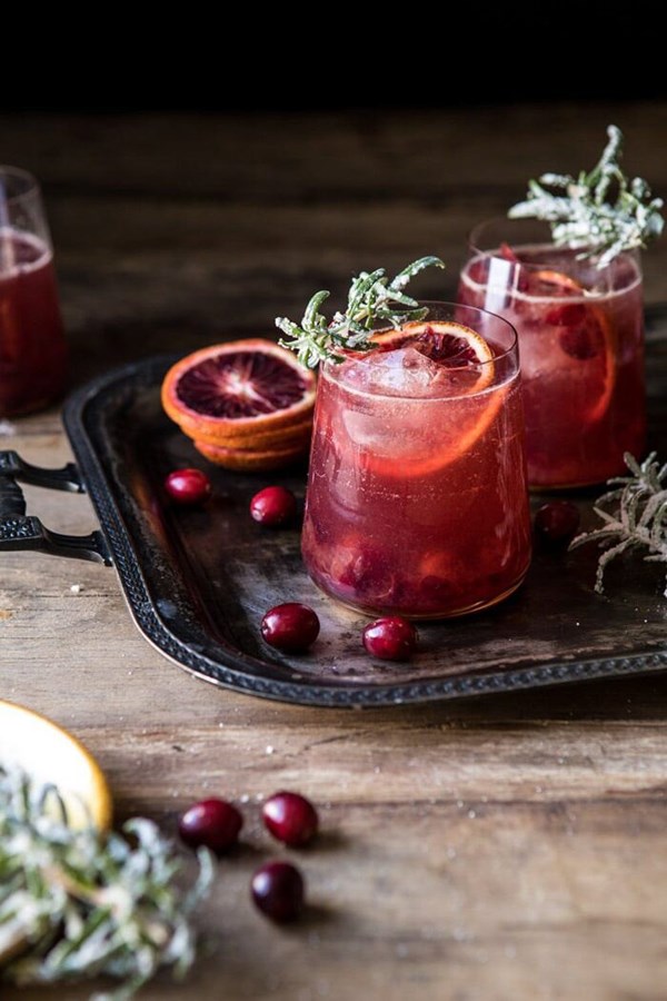 Spiced cranberry rosé spritzers