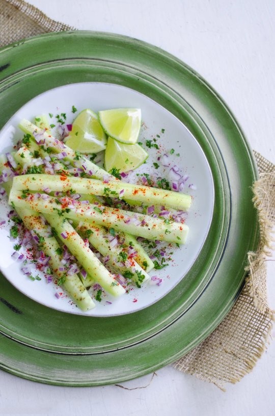Spiced cucumber sticks with chaat masala