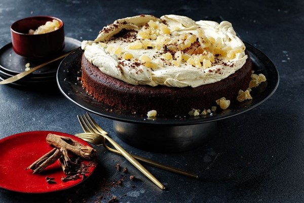 Spiced date cake with ginger icing