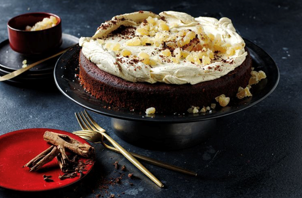 Spiced date cake with ginger icing